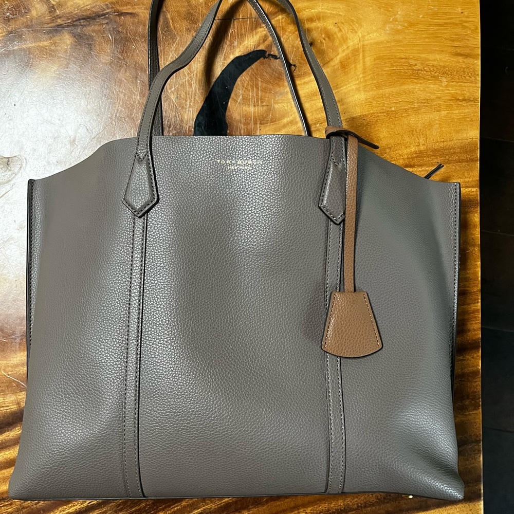 Tory Burch Greige Leather Tote - Like New